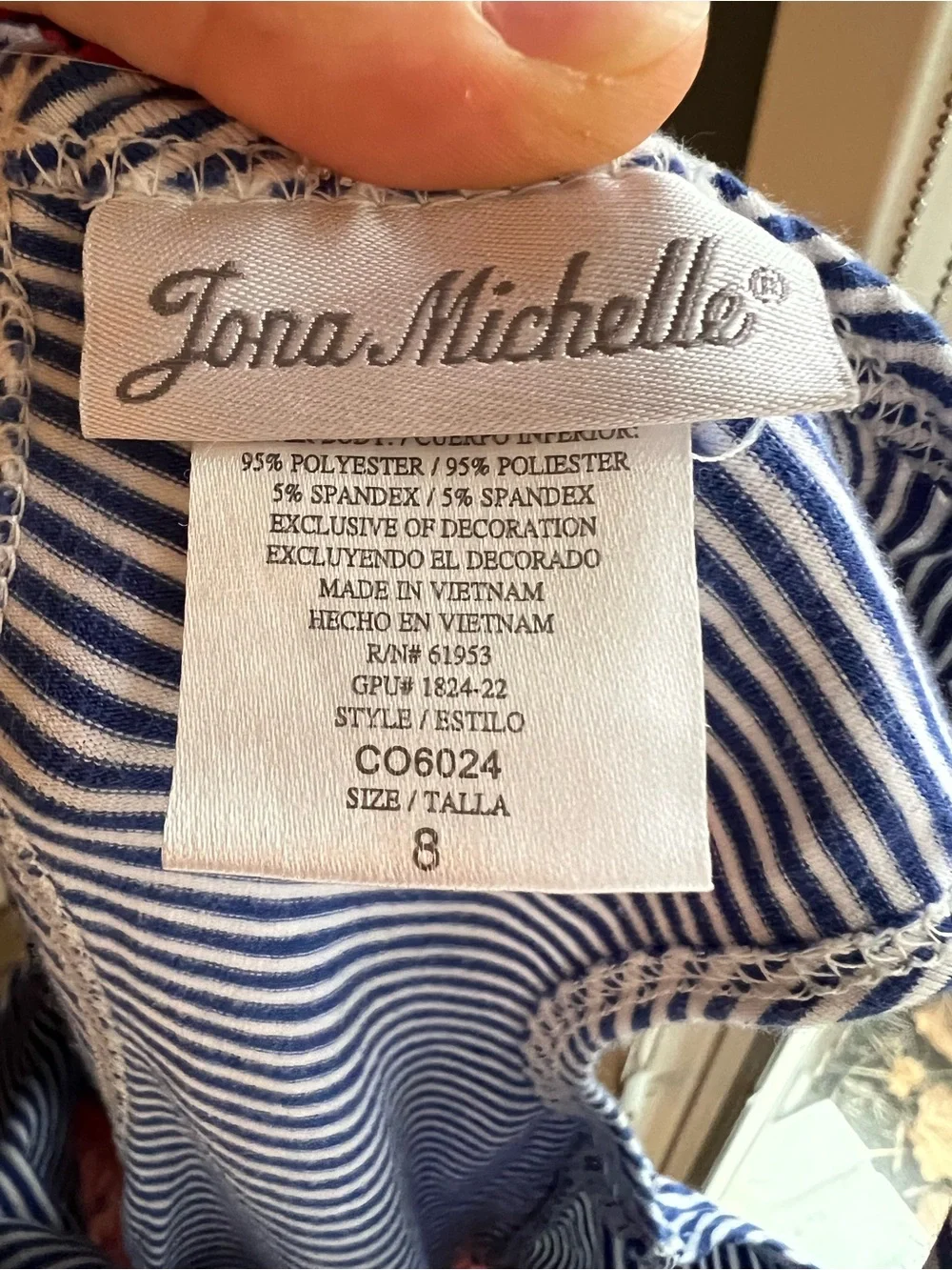 Jona Michelle Girls Size 8 Red Floral Striped Tiered Dress Bow Back